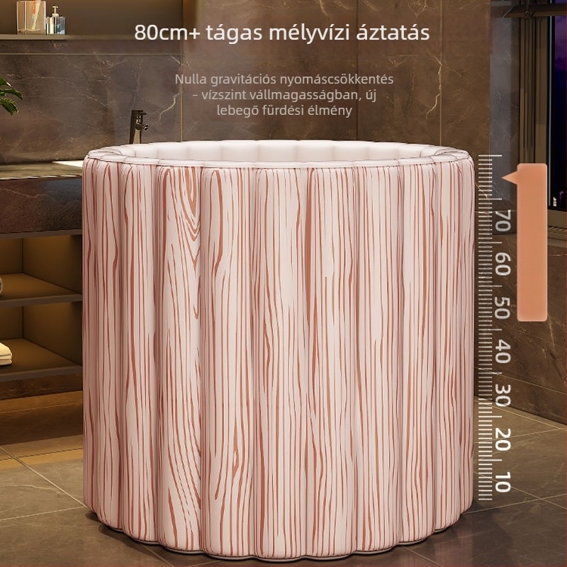 Összecsukható PVC felfújható fürdőkádt, megnagyobbított és vastagabb fa erezet mintával, állandó hőmérsékletű szauna/spa