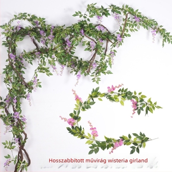 2 méteres művirágos wisteria szár dekoráció esküvőre és otthonra