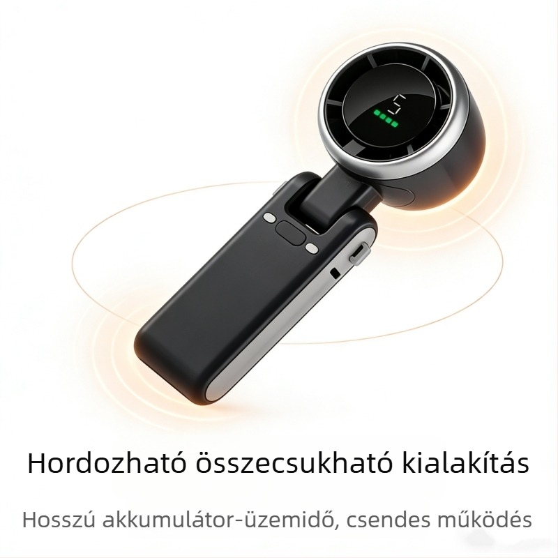 Nyakba akasztható hordozható ventilátor hosszú üzemidejű akkumulátorral, összecsukható, mini, csendes, ideális irodai és kézi használatra