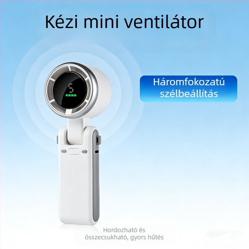Nyakba akasztható hordozható ventilátor hosszú üzemidejű akkumulátorral, összecsukható, mini, csendes, ideális irodai és kézi használatra