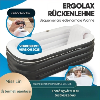 Felfújható felnőtt fürdőkád párnával, PVC anyagból, összecsukható, otthoni spa és medence használatra