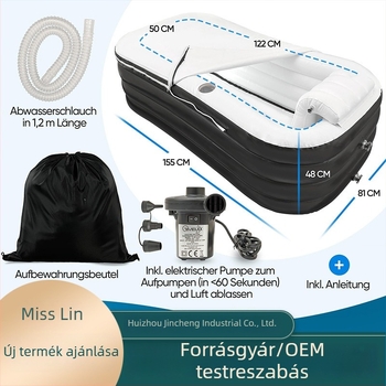 Felfújható felnőtt fürdőkád párnával, PVC anyagból, összecsukható, otthoni spa és medence használatra
