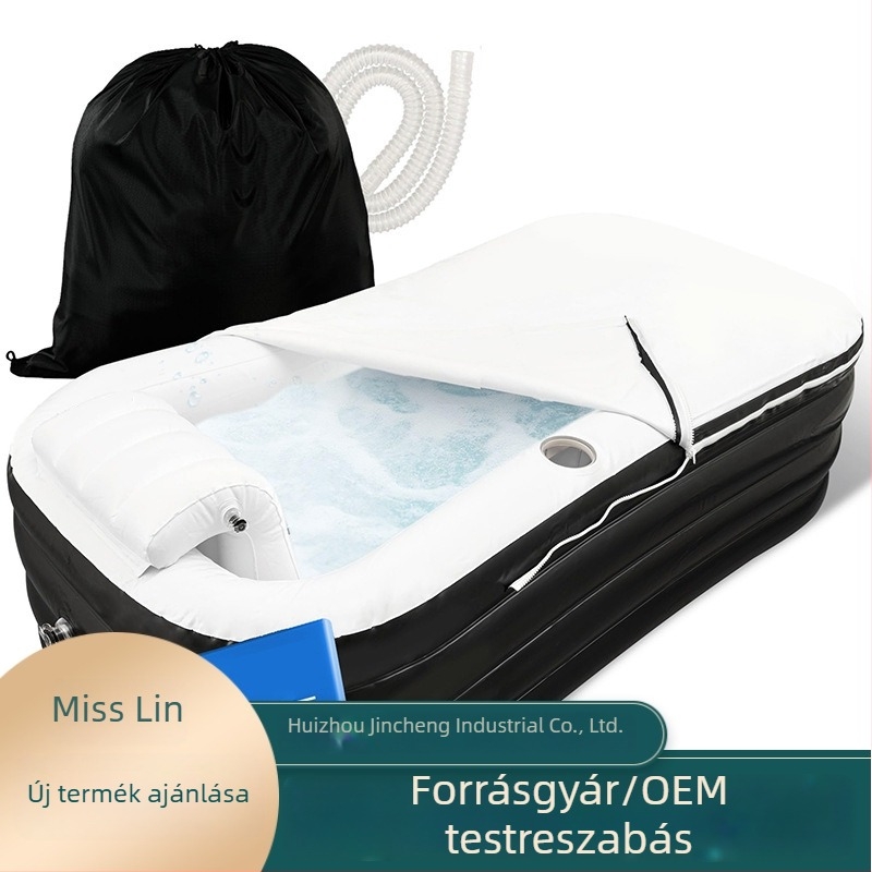 Felfújható felnőtt fürdőkád párnával, PVC anyagból, összecsukható, otthoni spa és medence használatra