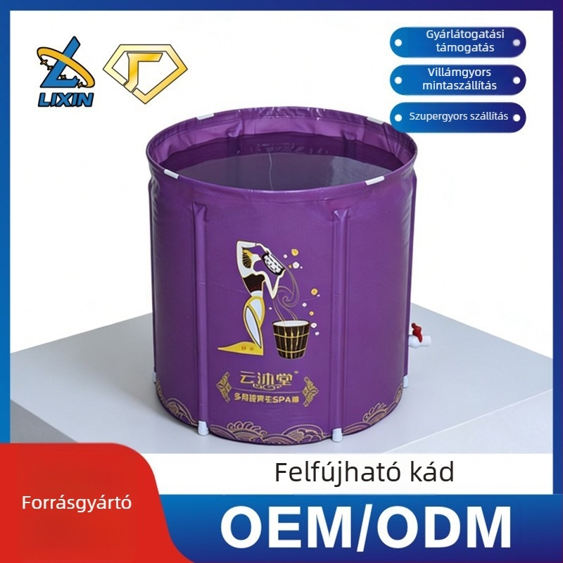 Kör alakú, felfújható fürdőkáda, gyors feltöltés, szigetelés és hőmérséklet-zár, összecsukható kis helyekhez