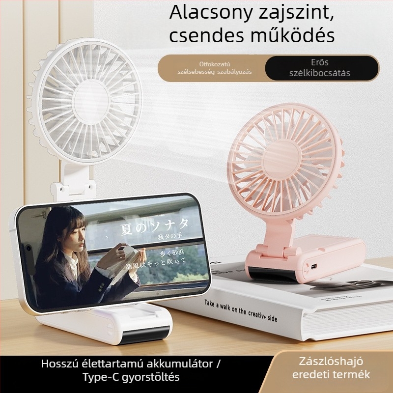 Összecsukható nyakventilátor, mini kézi ventilátor, kültéri hordozható, csendes, erős légárammal