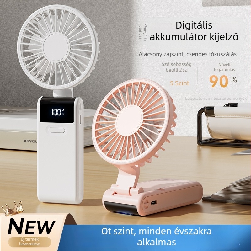 Összecsukható nyakventilátor, mini kézi ventilátor, kültéri hordozható, csendes, erős légárammal