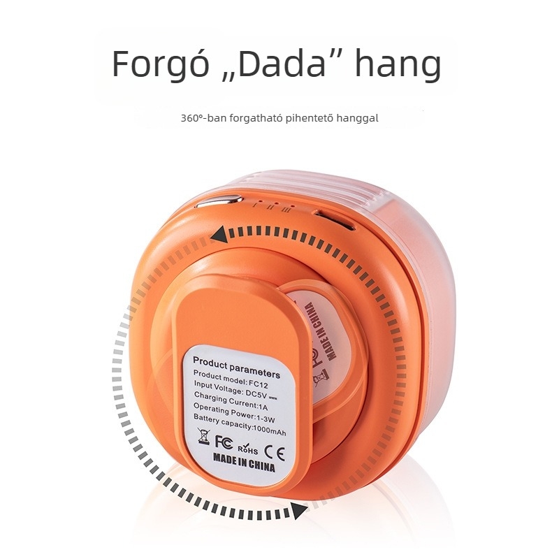 Új mini kliip ventilátor, hordozható túrázáshoz, 3 fokozat, erős szél, beépített akkumulátor, USB töltés, többirányú állítás