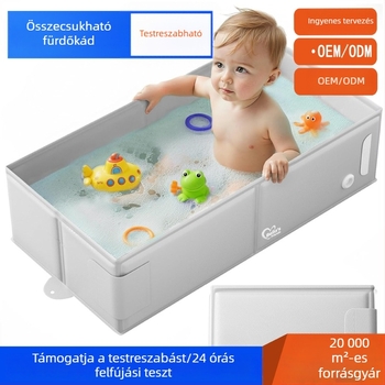 Összecsukható babafürdő kád otthonra és utazáshoz, hordozható, téglalap alakú