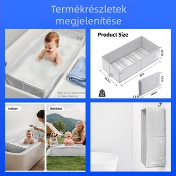 Összecsukható babafürdő kád otthonra és utazáshoz, hordozható, téglalap alakú