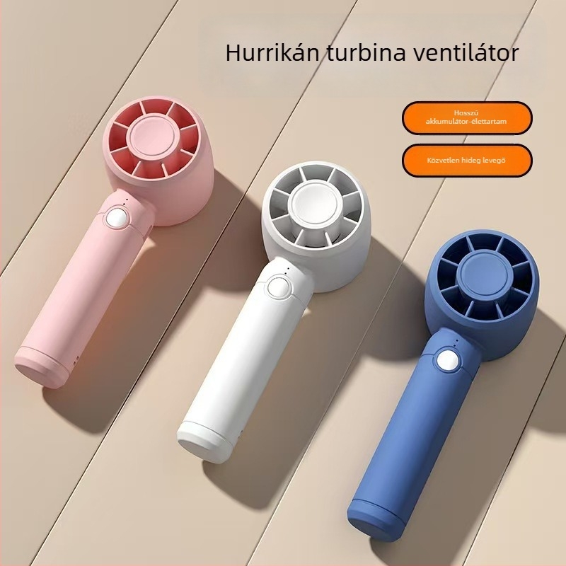 USB-töltéses kézi és asztali mini ventilátor beépített akkumulátorral (300–500 mAh), 3 lapát, 3 fokozat, csendes működés
