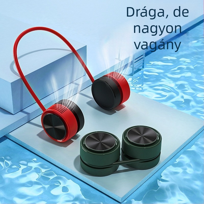 Pengé nélküli nyakba akasztható ventilátor, hordozható, USB-s, beépített akkumulátorral, 3 sebességfokozattal