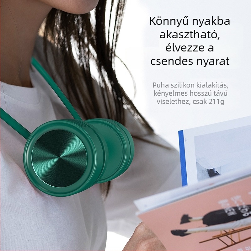 Pengé nélküli nyakba akasztható ventilátor, hordozható, USB-s, beépített akkumulátorral, 3 sebességfokozattal