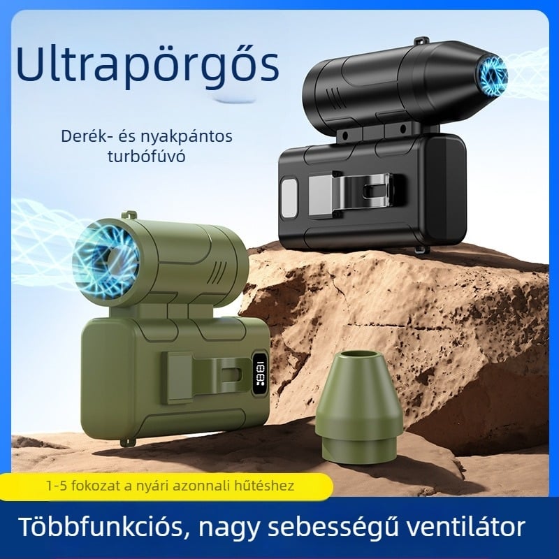 GX18 kézben fogható turbóventilátor, nagy sebességű forgással, többfunkciós, derékon vagy nyakon akasztható, hordozható