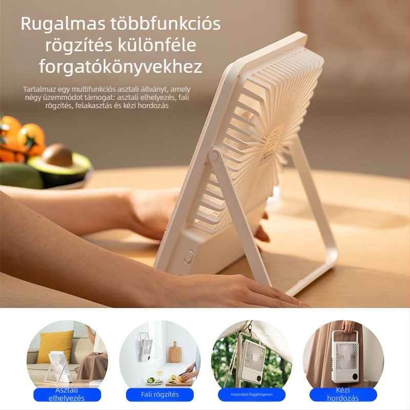 Okos asztali ventilátor digitális kijelzővel, falra szerelhető, ultra vékony, hosszú üzemidejű, hordozható kézi ventilátor