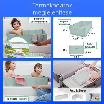Összecsukható, hordozható babafürdő utazáshoz és kültéri használathoz – csecsemő és totyogó gyermekek számára