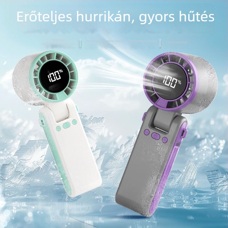 Új kültéri hordozható, magas sebességű, összecsukható USB-töltéses mini ventilátor, nyakba akasztható vagy kézben tartható