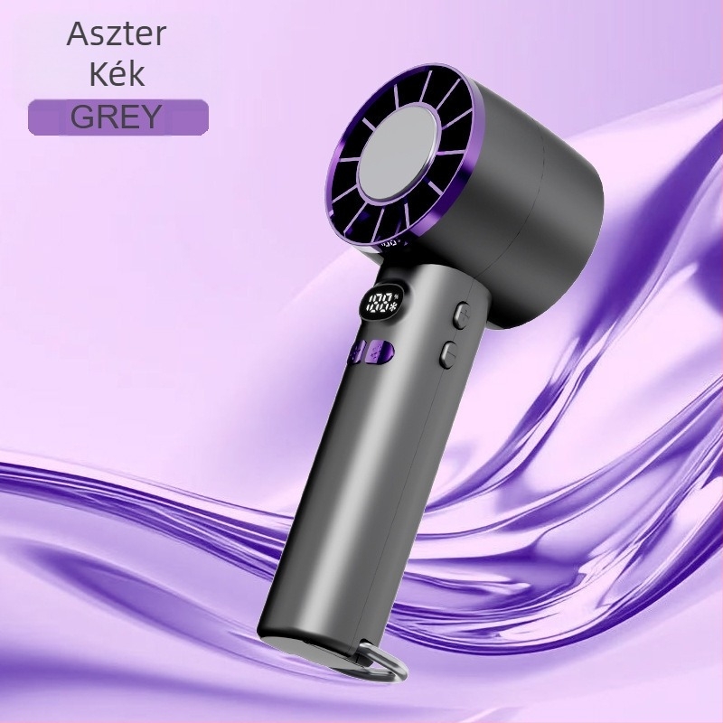 Új, külföldi piacra szánt kézi ventilátor USB-töltéssel, digitális kijelzővel, jéghűtéssel, kültéri használatra.
