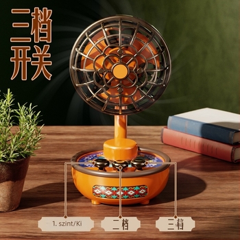 Nanyang stílusú retro kis elektromos ventilátor, dekoratív USB töltéssel, asztali használatra iroda és diákok számára