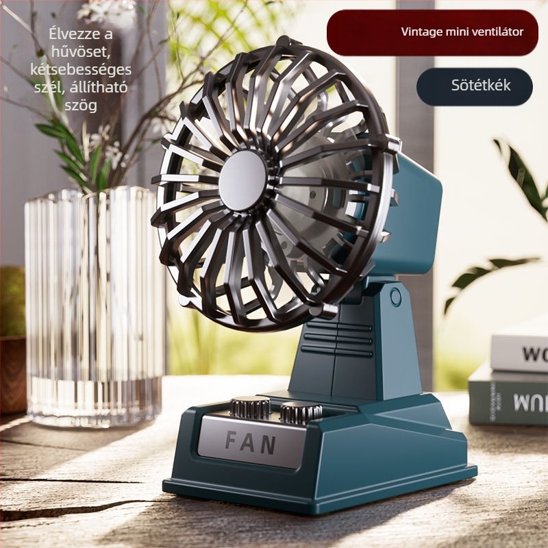 Új klasszikus retro USB töltő-ventilátor, rajzfilmszerű dizájnnal, kompakt asztali, függőleges ventilátor diákszobába