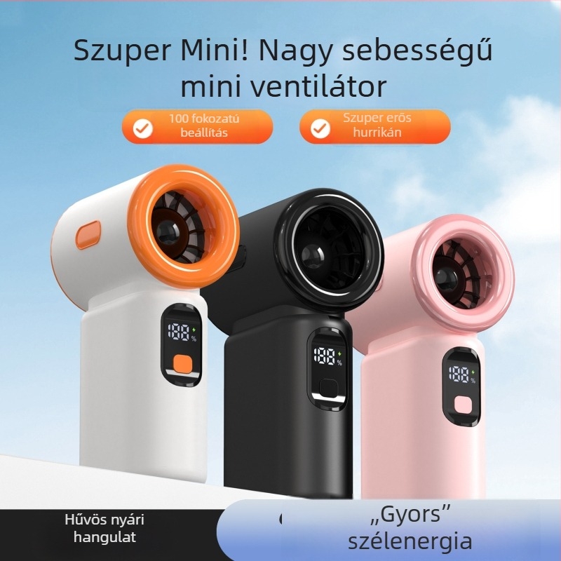 Kézi mini USB újratölthető ventilátor, nagy sebesség, hosszú üzemidő, hordozható kültéri használatra