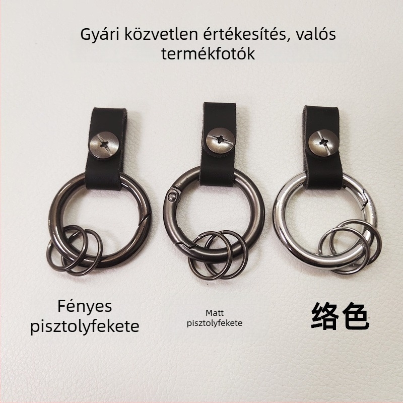 Dexin Autókulcs-kiegészítő, fekete bőrkötél, cinkötvözet, egyszerű dizájn, univerzális illeszkedés