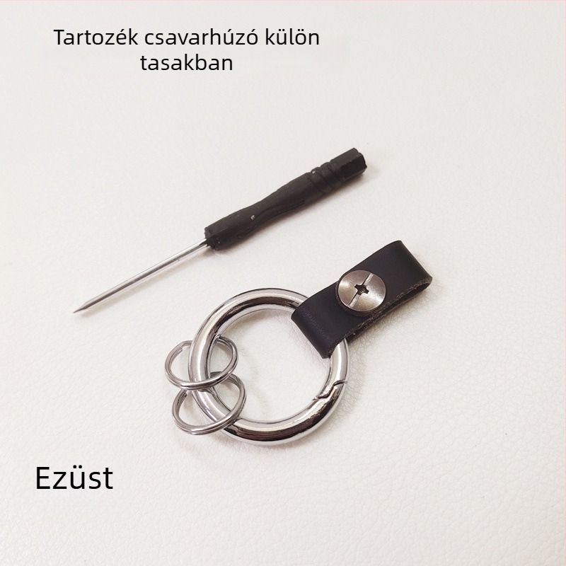 Dexin Autókulcs-kiegészítő, fekete bőrkötél, cinkötvözet, egyszerű dizájn, univerzális illeszkedés