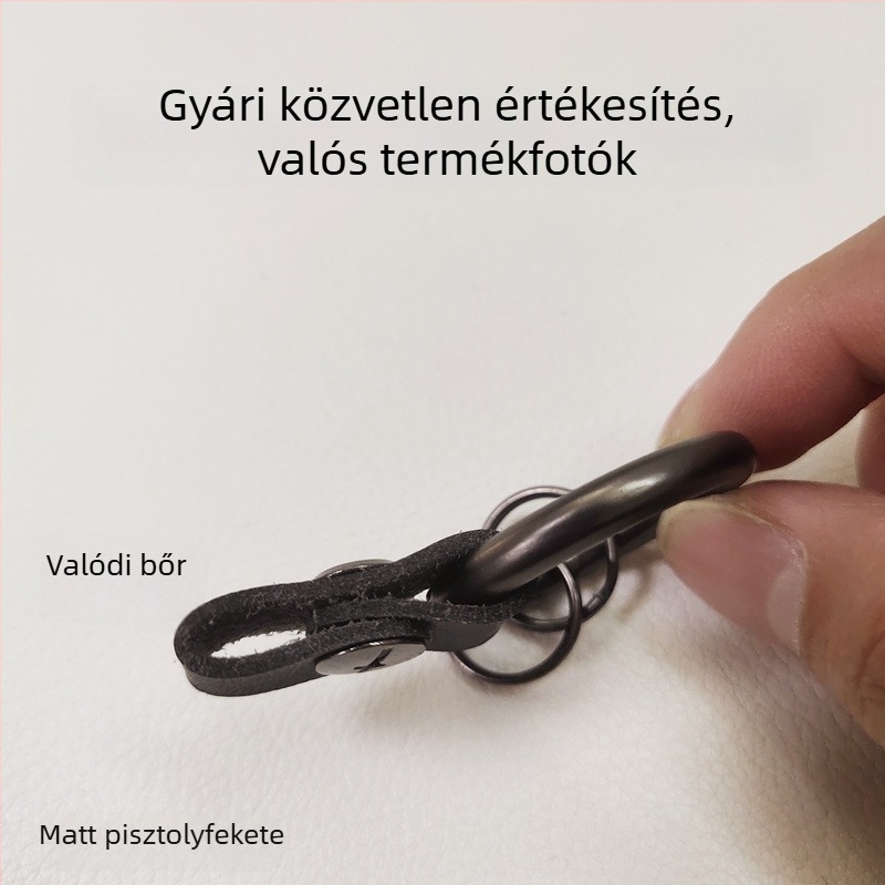 Dexin Autókulcs-kiegészítő, fekete bőrkötél, cinkötvözet, egyszerű dizájn, univerzális illeszkedés