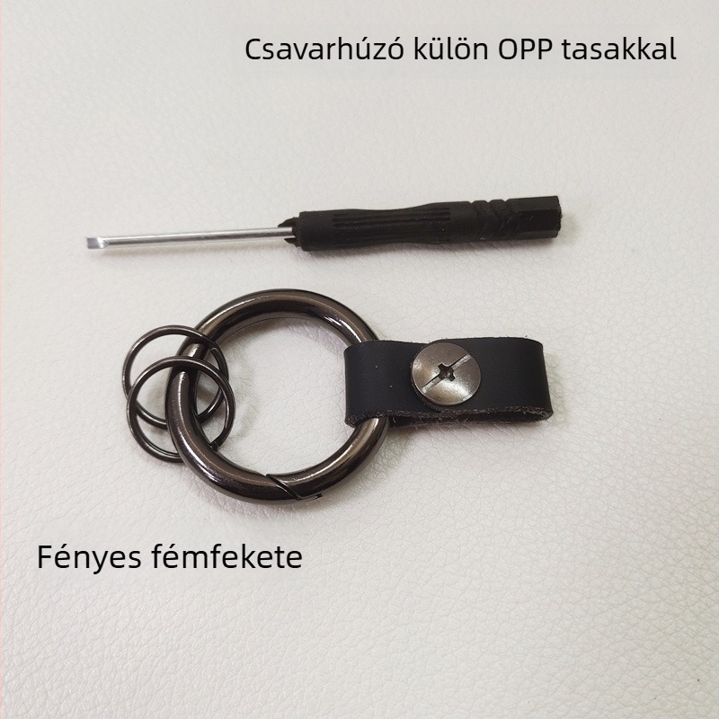 Dexin Autókulcs-kiegészítő, fekete bőrkötél, cinkötvözet, egyszerű dizájn, univerzális illeszkedés