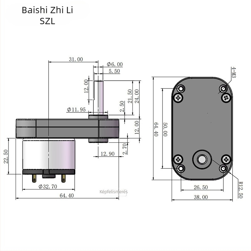 Mikro DC motor reduktorral, 6V–12V sebességszabályozással, intelligens