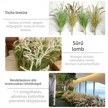 Mesterséges Dog-tail Grass csokor - PVC nád fű beltéri dekorációhoz és fotózáshoz