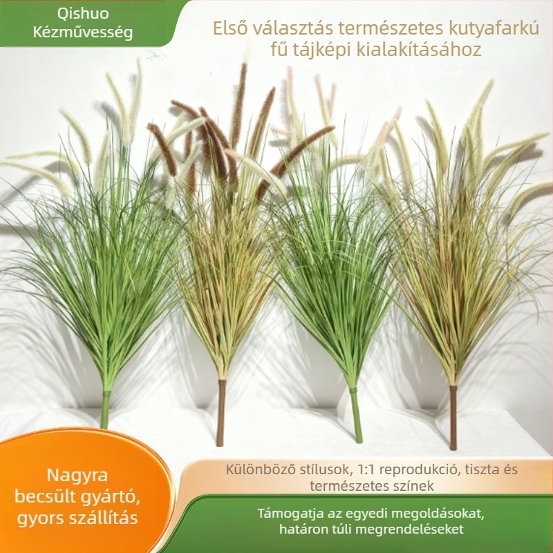 Mesterséges Dog-tail Grass csokor - PVC nád fű beltéri dekorációhoz és fotózáshoz