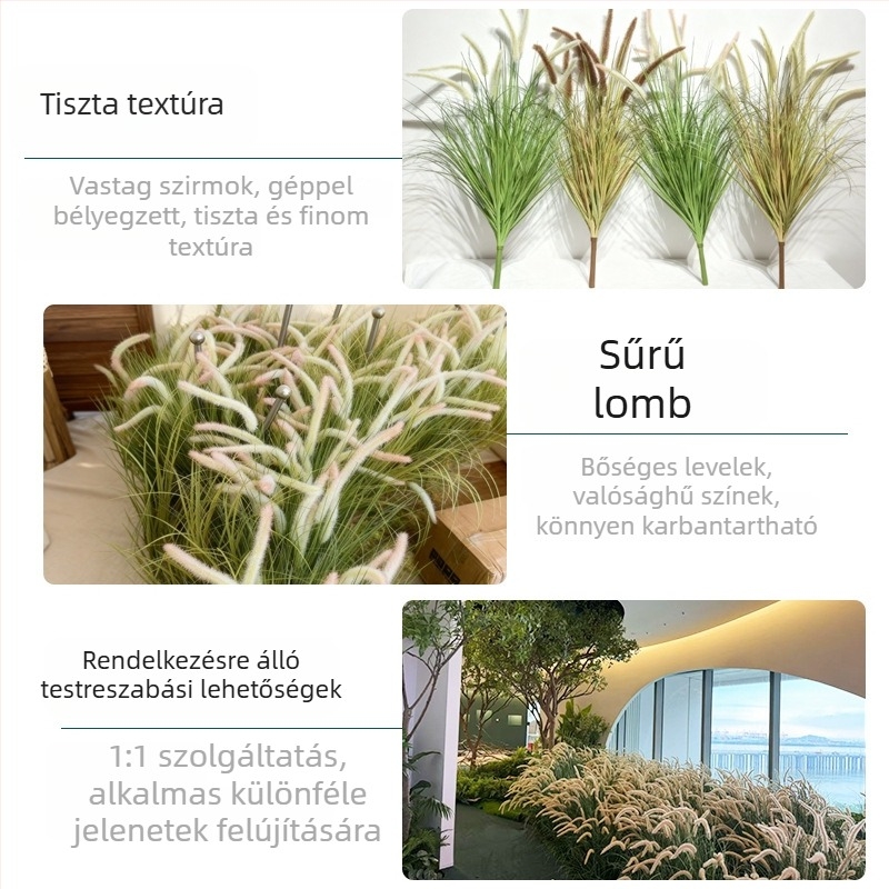 Mesterséges Dog-tail Grass csokor - PVC nád fű beltéri dekorációhoz és fotózáshoz