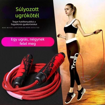 Súlyozott ugrókötél felnőtteknek, férfiak és nők számára, edzéshez, vastag pamutszálú kötél és acélhuzal