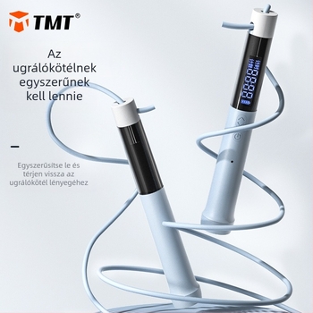 TMT elektronikus számoló ugrókötél, vezeték nélküli, újratölthető, acélhuzalos kötél, csúszásmentes, fogyókúra céljára