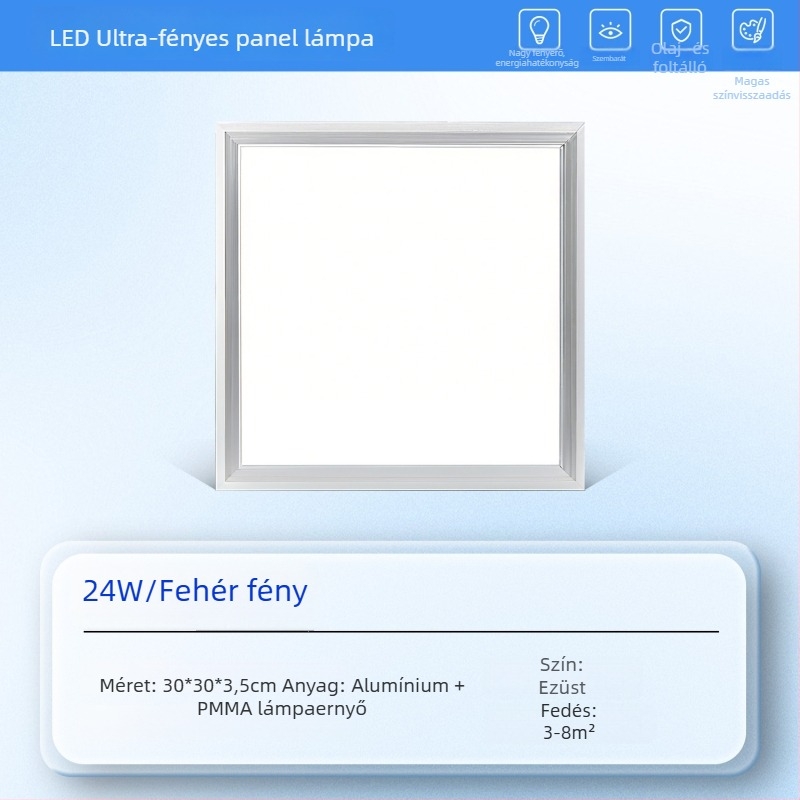Beépíthető LED mennyezeti világítás fürdőszobához és konyhához – integrált sík panel, alumínium kivitel, 24-50W, 220V, CRI ≥95