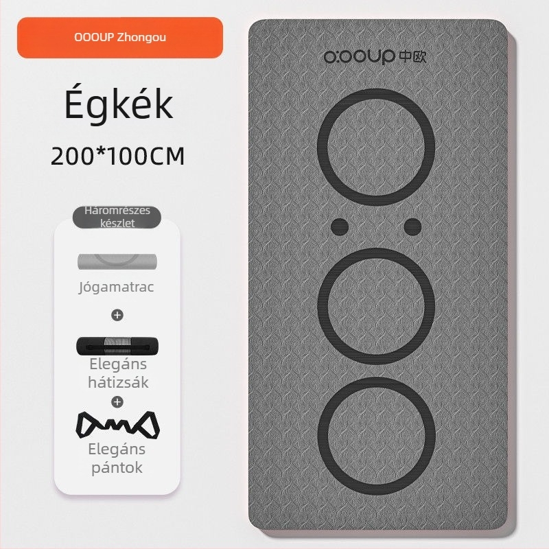 TPE jóga matrac, 200 cm hosszú, 100 cm széles, 20 mm vastagság, csúszásmentes felület, egyszínű, edzéshez, tánchoz és ugrókötélhez
