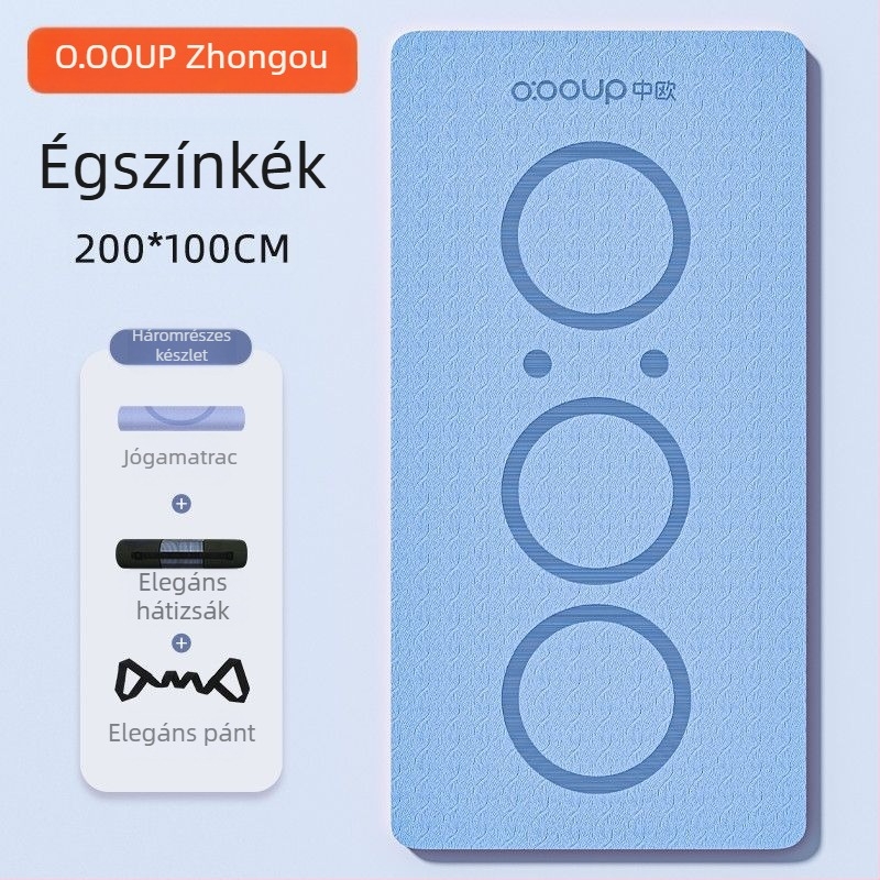 TPE jóga matrac, 200 cm hosszú, 100 cm széles, 20 mm vastagság, csúszásmentes felület, egyszínű, edzéshez, tánchoz és ugrókötélhez