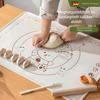 Antibakteriális szilikon gyúró-nyújtó matrac, vastított, élelmiszer-minőségű, extra nagy