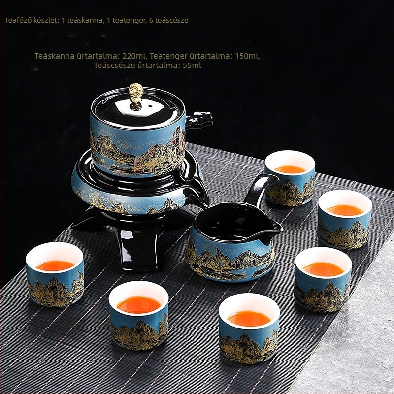 Luxus automata teáskészlet otthonra, forgó teakészítővel, kung-fu teáskannával és teáscsészével