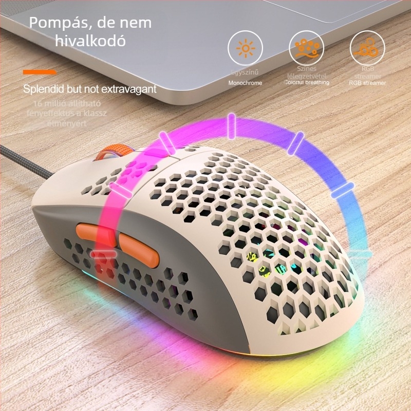 Freedom Wolf M8 RGB gamer egér – színben illesztett, vezetékes, makró-támogatás, könnyű