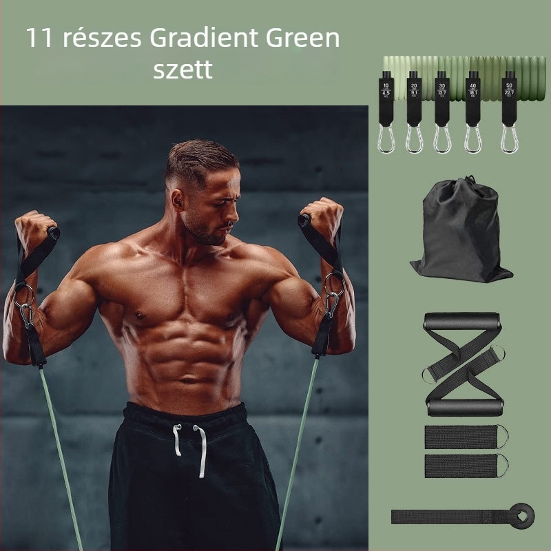 11 részes TPE ellenállás szett edzéshez, elasztikus szalagok, 100/150/200 lb feszítés