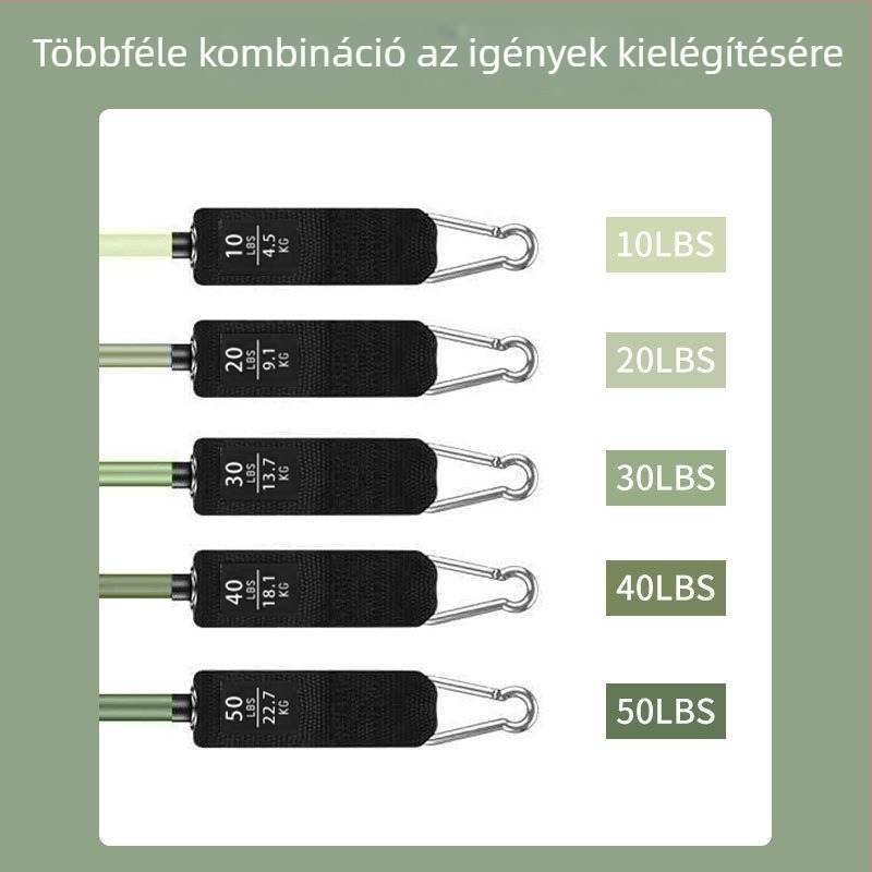 11 részes TPE ellenállás szett edzéshez, elasztikus szalagok, 100/150/200 lb feszítés