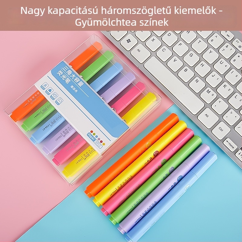 Morandi színvilágú fluoreszkáló kiemelő és puha jelölő toll, osztályban használható