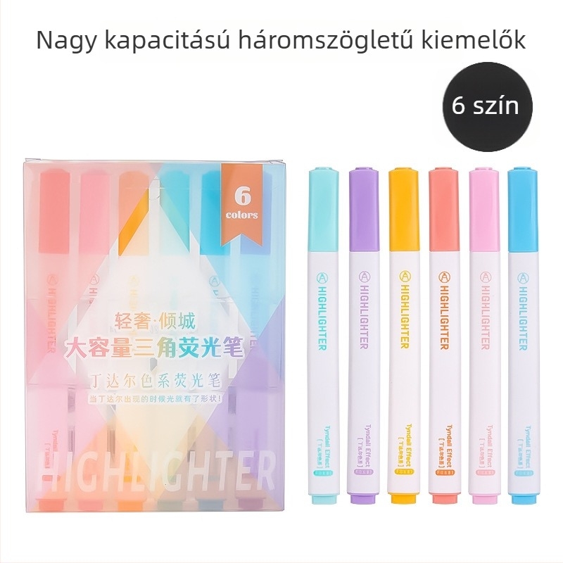 Morandi színvilágú fluoreszkáló kiemelő és puha jelölő toll, osztályban használható