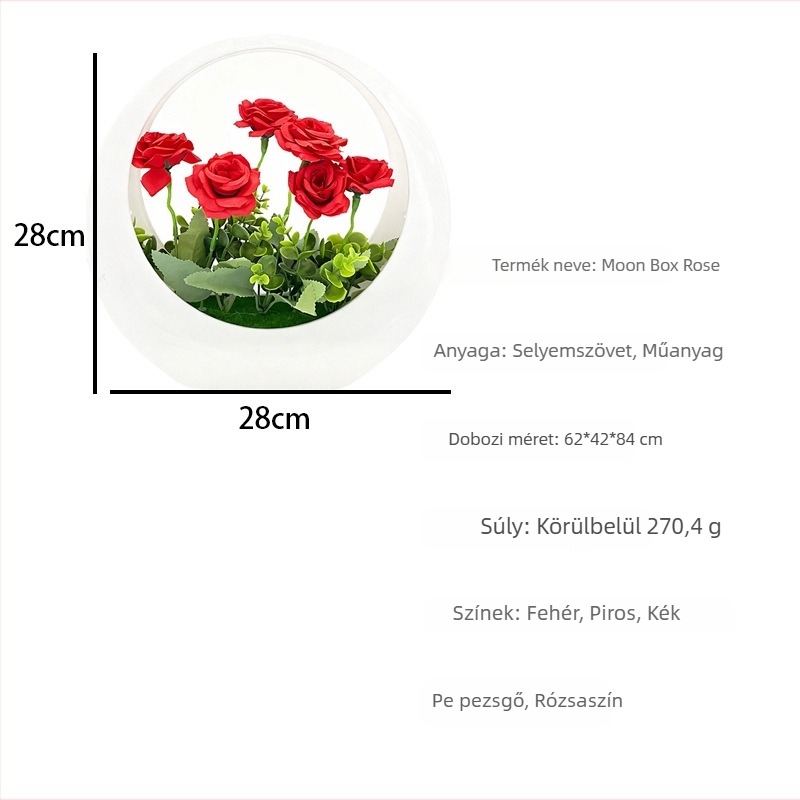 Moon Box Rózsa falidísz bonsai - műanyag rózsa, asztali dekoráció