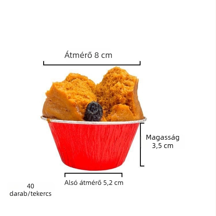 Nagy méretű, egyszer használatos tortaformák alufóliából pároláshoz, 40 darab, hőálló