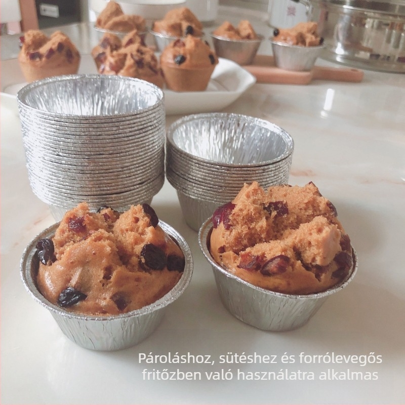 Nagy méretű, egyszer használatos tortaformák alufóliából pároláshoz, 40 darab, hőálló