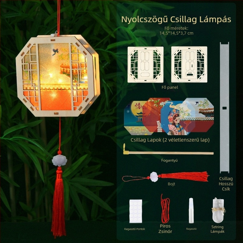 Nyuszi papírlámpás, kézzel készített, DIY, hordozható gyerekeknek, hagyományos stílus