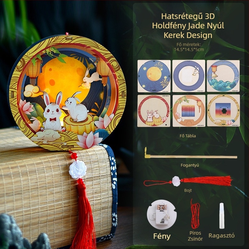 Nyuszi papírlámpás, kézzel készített, DIY, hordozható gyerekeknek, hagyományos stílus