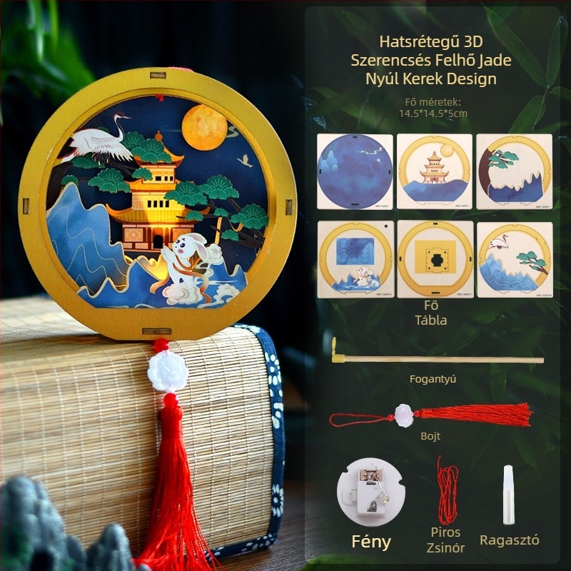 Nyuszi papírlámpás, kézzel készített, DIY, hordozható gyerekeknek, hagyományos stílus